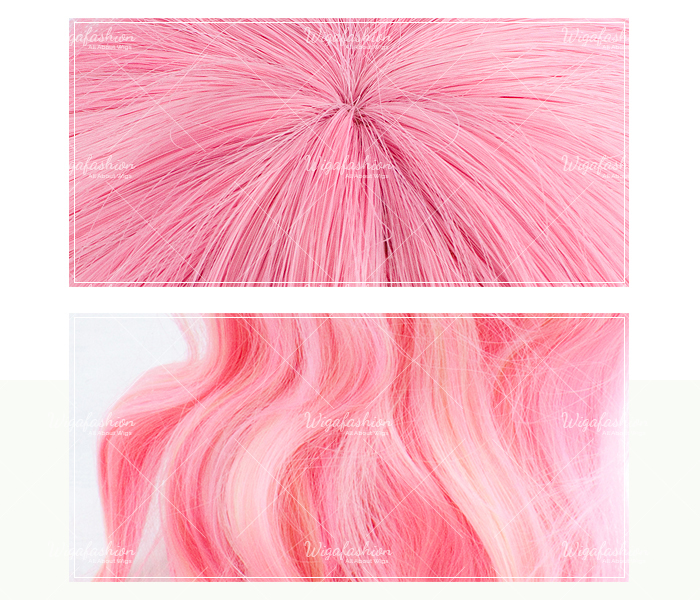 Two Tone Cotton Candy Pink Long Wavy 65cm-closeup.jpg